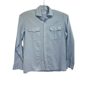 Emmett London Mens Sz XL Slim Fit Blue Linen/Cotton Blend L/S Shirt (T10) NW/OTs